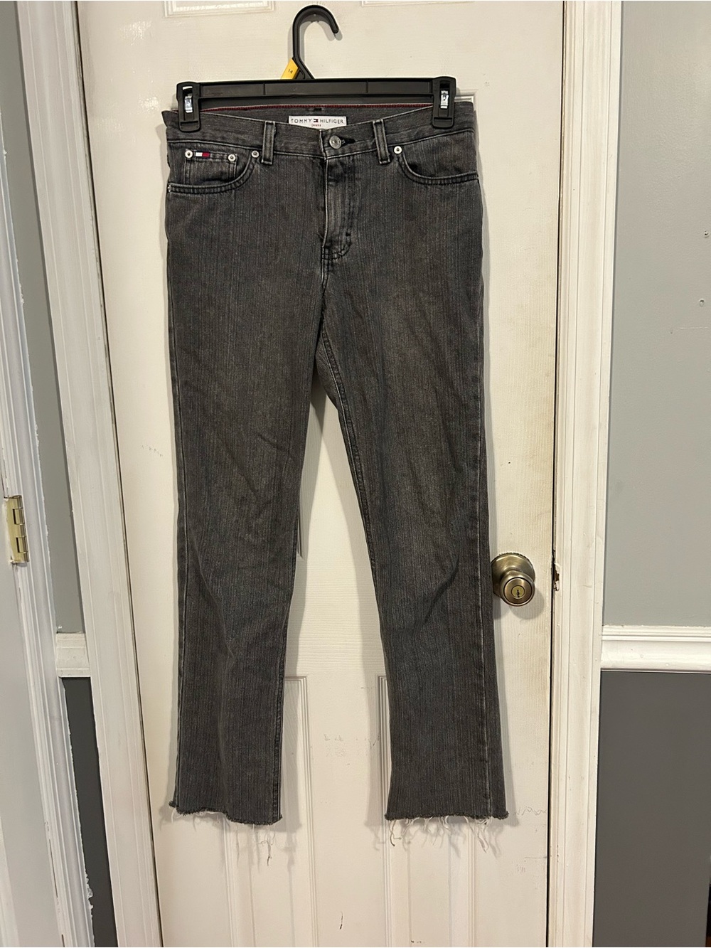 Tommy Hilfiger Women's Distressed Black Straight-Leg Jeans